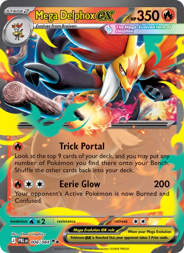 Card Mega Delphox ex from the Pitch Black set