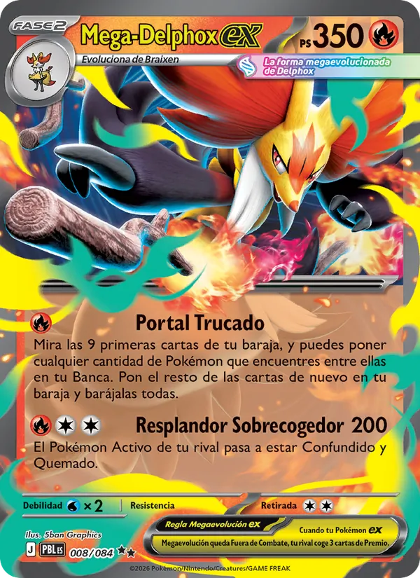 Carta Mega-Delphox ex del set Oscuridad Absoluta