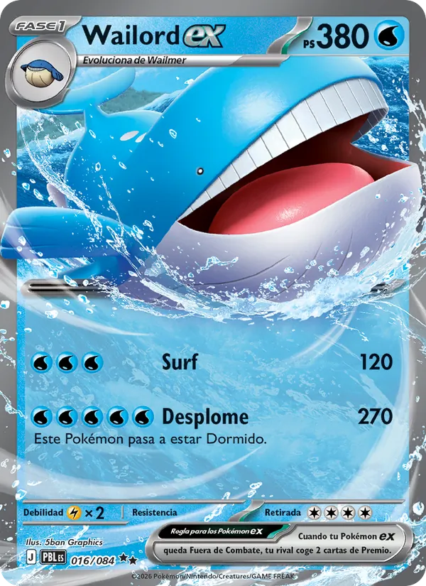Carta Wailord ex del set Oscuridad Absoluta