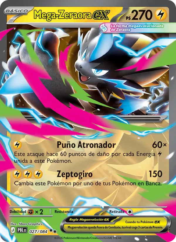 Carta Mega-Zeraora ex del set Oscuridad Absoluta