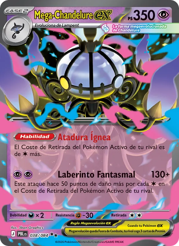 Carta Mega-Chandelure ex del set Oscuridad Absoluta