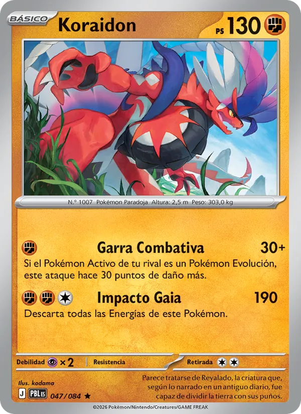 Carta Koraidon del set Oscuridad Absoluta