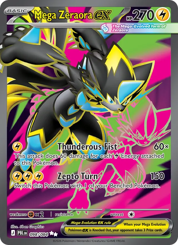 Card Mega Zeraora ex from the Pitch Black set