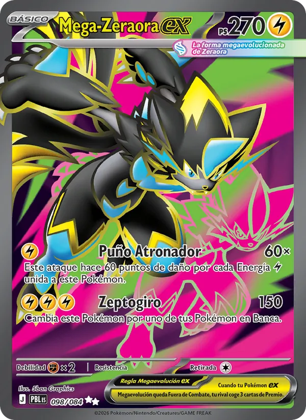 Carta Mega-Zeraora ex del set Oscuridad Absoluta