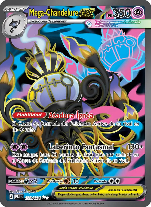 Carta Mega-Chandelure ex del set Oscuridad Absoluta
