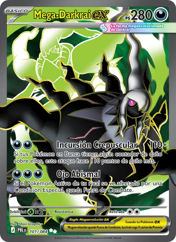 Carta Mega-Darkrai ex del set Oscuridad Absoluta