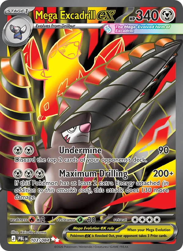 Card Mega Excadrill ex from the Pitch Black set