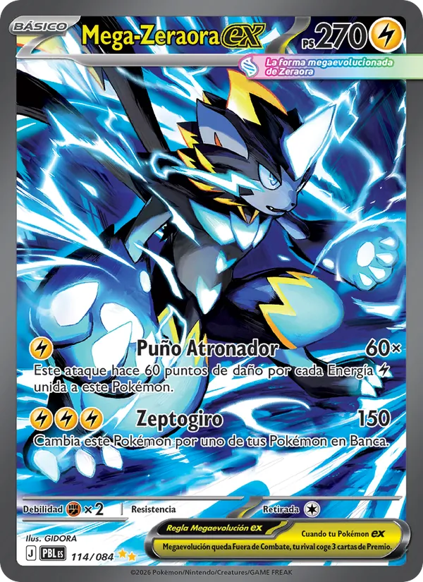 Carta Mega-Zeraora ex del set Oscuridad Absoluta