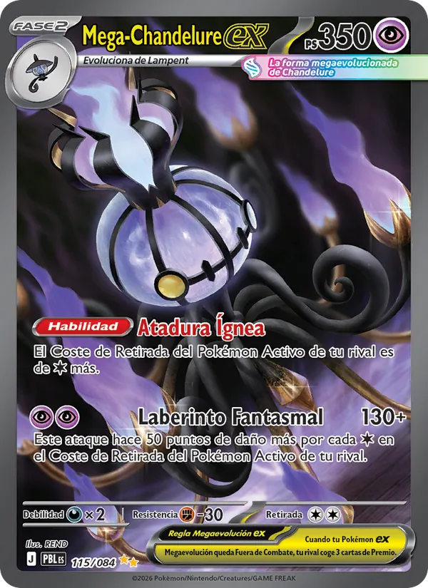 Carta Mega-Chandelure ex del set Oscuridad Absoluta