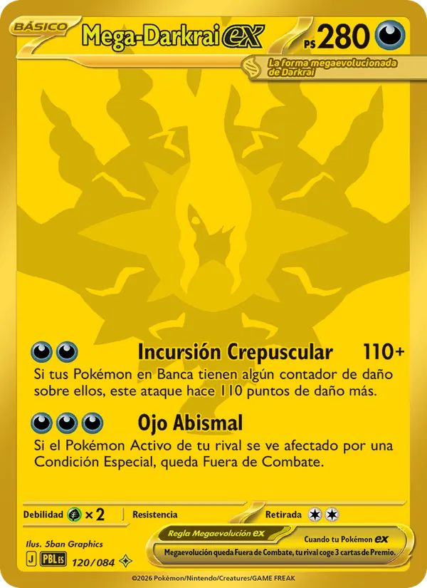 Carta Mega-Darkrai ex del set Oscuridad Absoluta